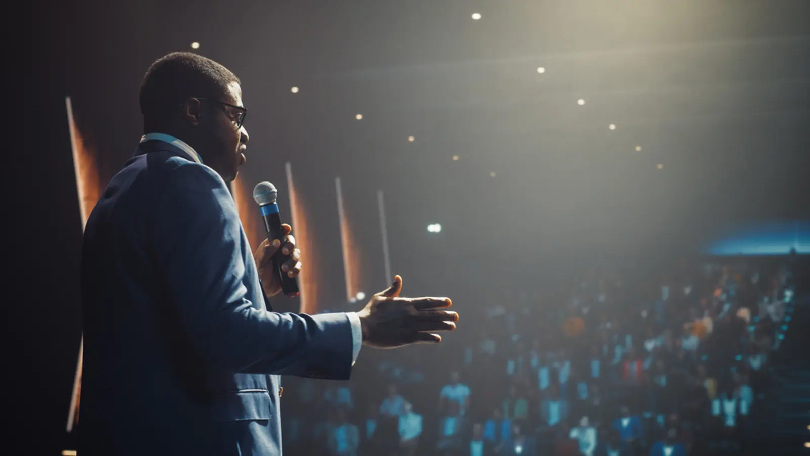 R+L Global Logistics event crew moving freight cases at a venue.